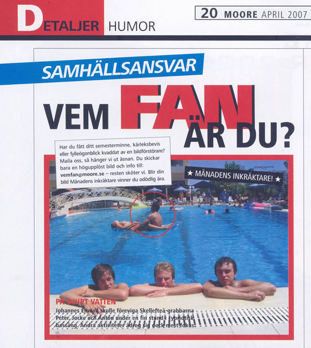 Medverkan i aprilnumret av Herrtidningen Moore